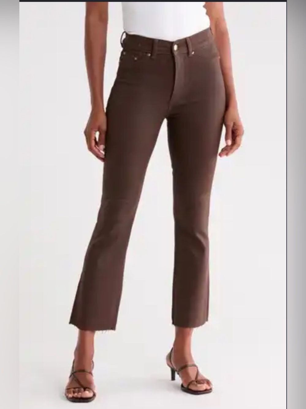 L'AGENCE Wanda High-Rise Cropped Raw Hem Wide Leg Jean in Dark Mocha NWOT